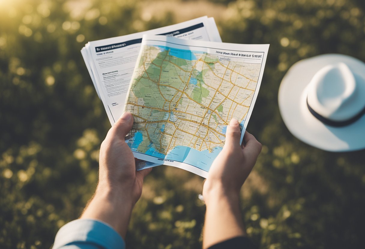 A person holding a map and looking at budget travel options