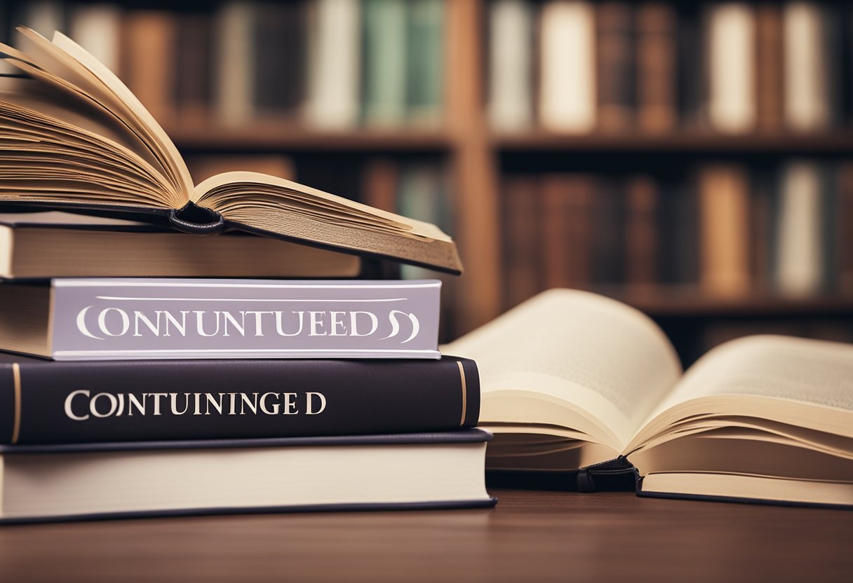 A stack of books and a computer open to a webpage with the title "Continuing Education: How to stay updated in your field."