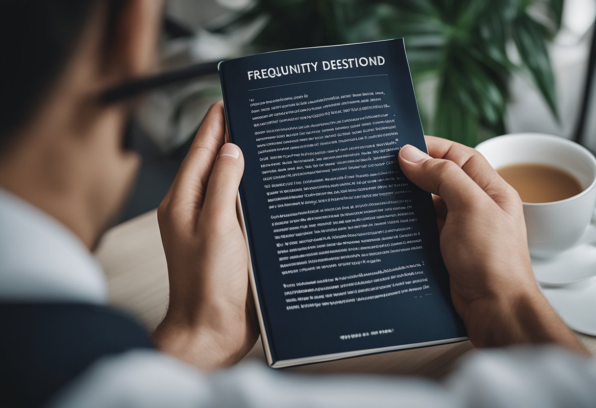 A person reading a book titled "Frequently Asked Questions Como desenvolver a inteligência emocional" with a thoughtful expression