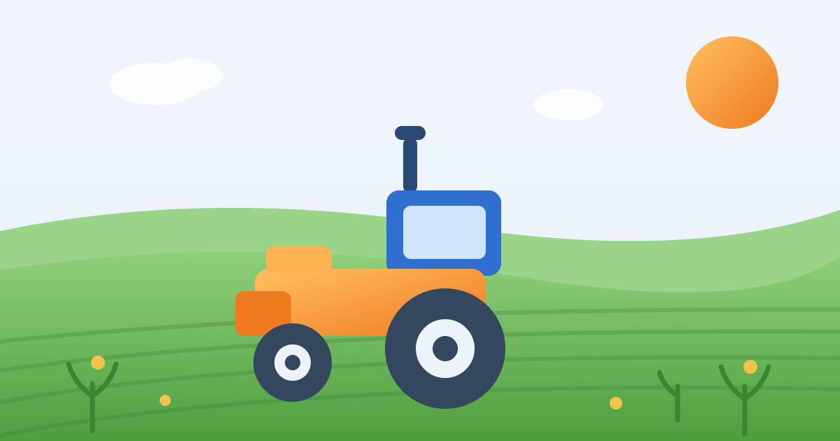 Ilustração de trator em lavoura representando o agronegócio Ilustração de trator em lavoura representando o agronegócio